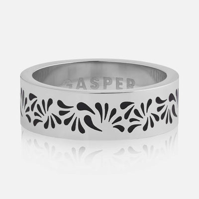 Floral Band Ring - Black