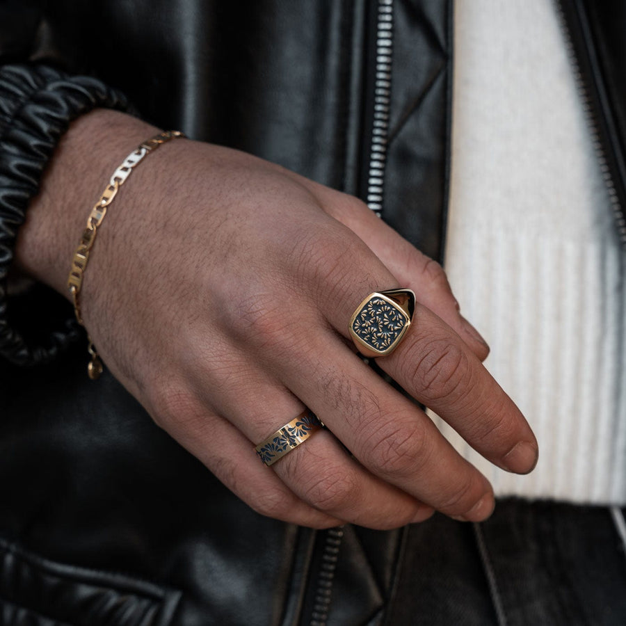 Floral Signet Ring - Blue | Premium Ring | Gasper