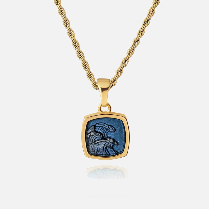 Wave Pendant in Gold on 3mm Rope chain
