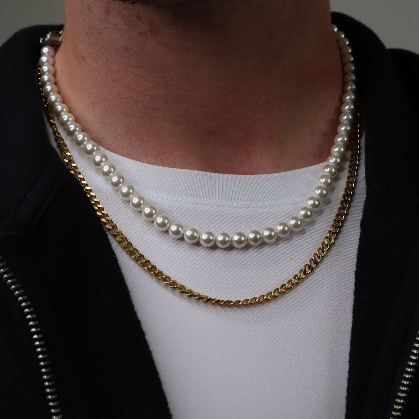 Pearls + 4mm Cuban Stack