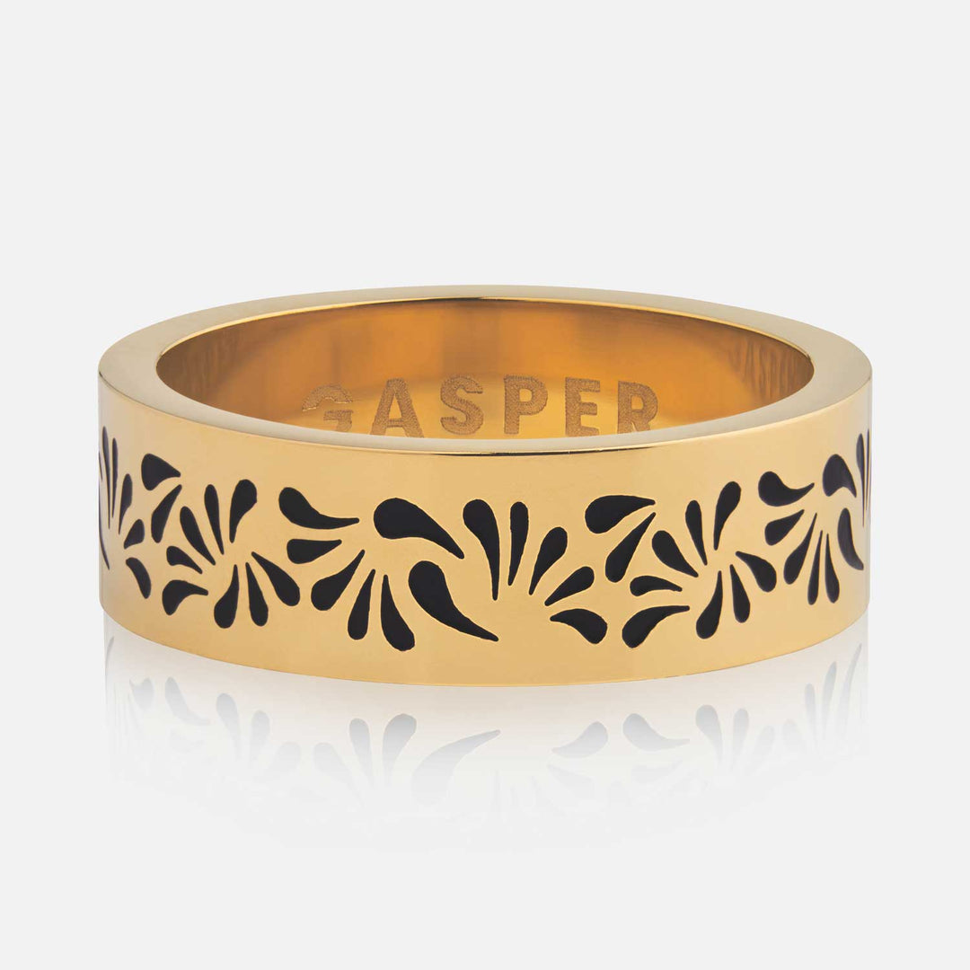 Floral Band Ring - Black | Premium Ring | Gasper