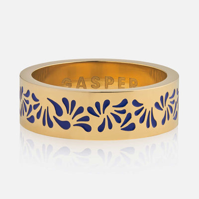 Floral Band Ring - Blue