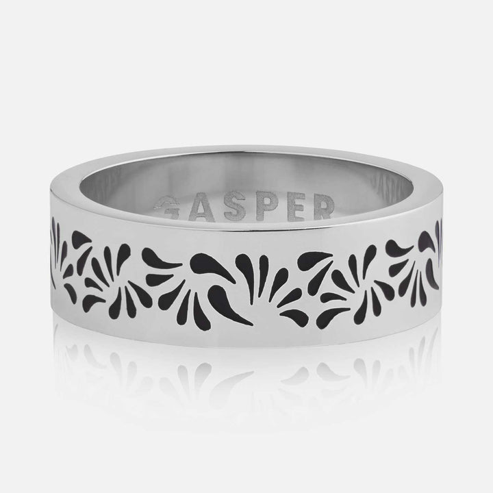 Floral Band Ring - Black | Premium Ring | Gasper