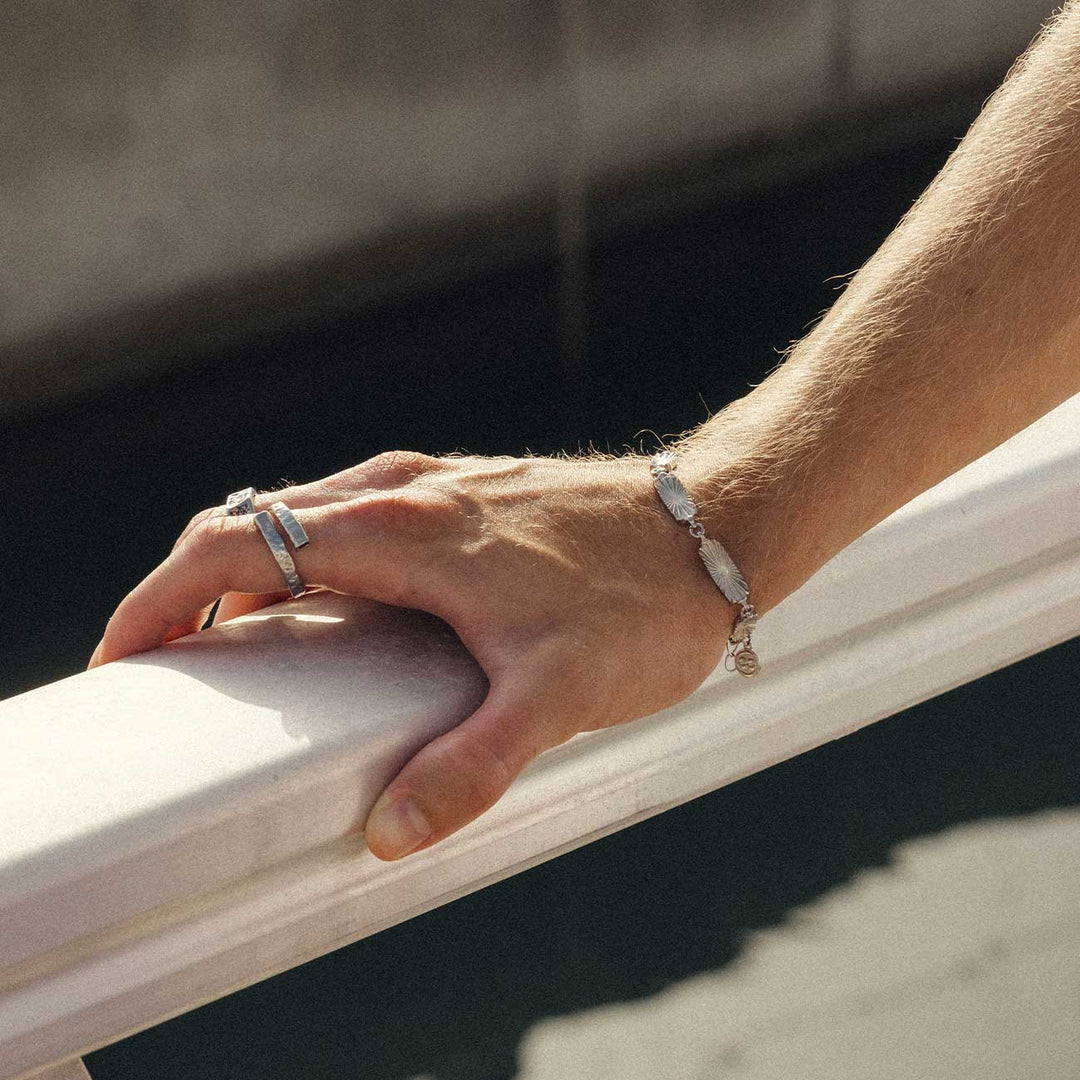 Dawn Bracelet and Coil Ring worn