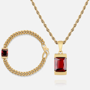 Chip Bracelet Set - Garnet