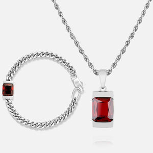 Chip Bracelet Set - Garnet