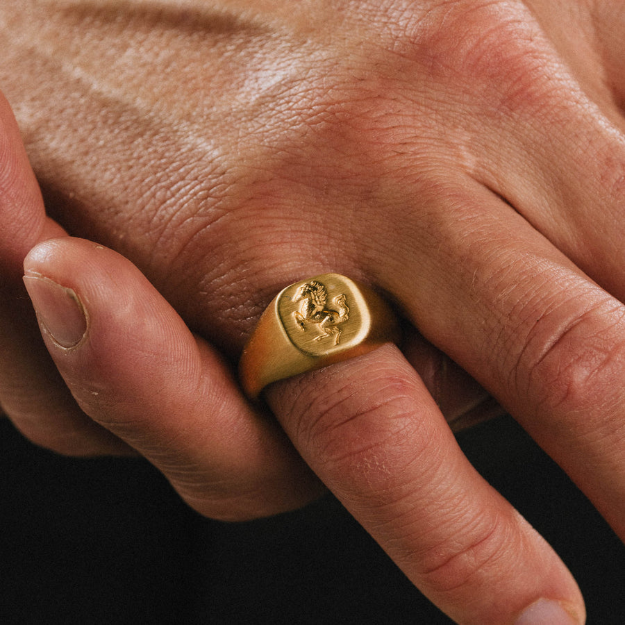 Stallion Signet Ring on model