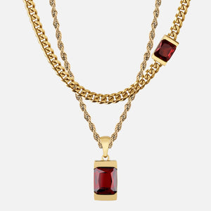 Chip Necklace Set - Red Garnet