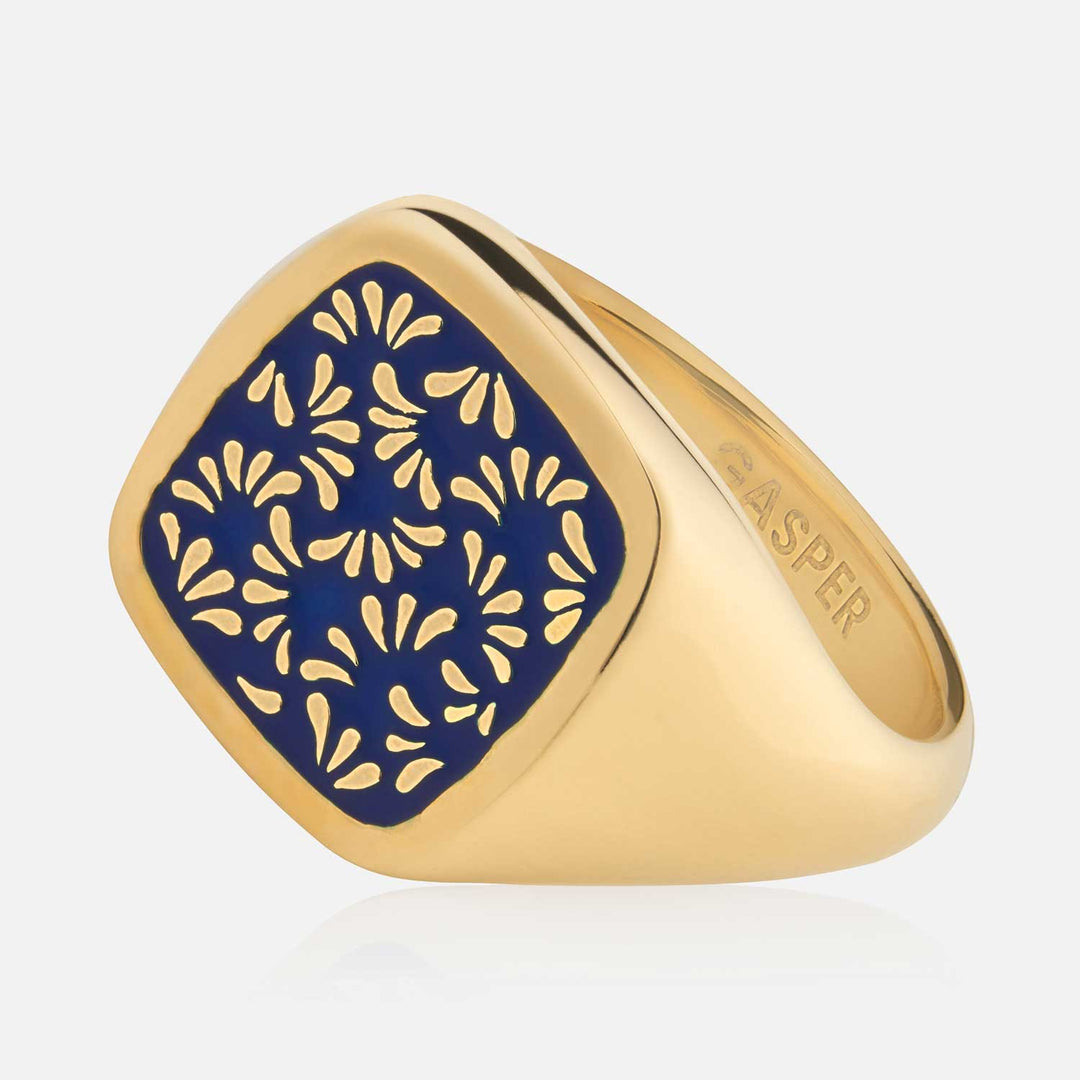 Floral Signet Ring - Blue | Premium Ring | Gasper