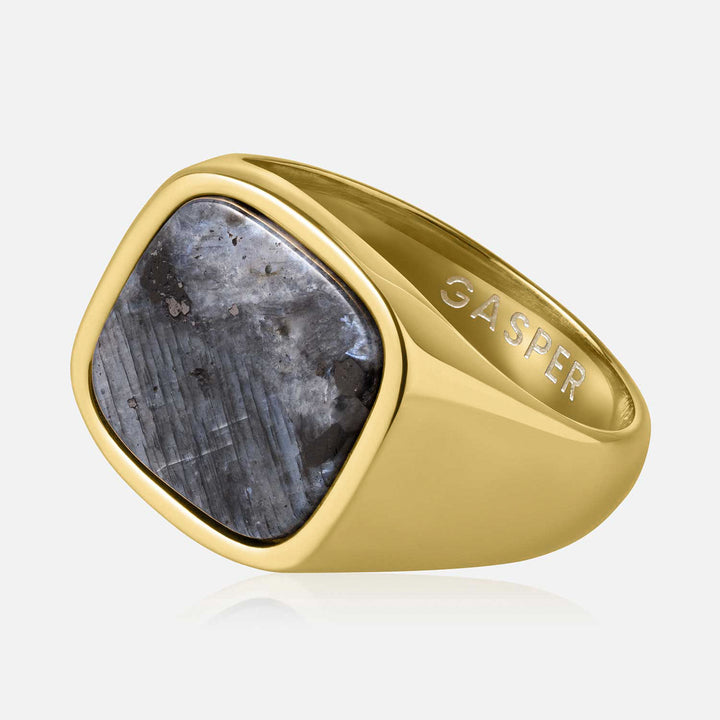 Square Black Spectrolite Ring